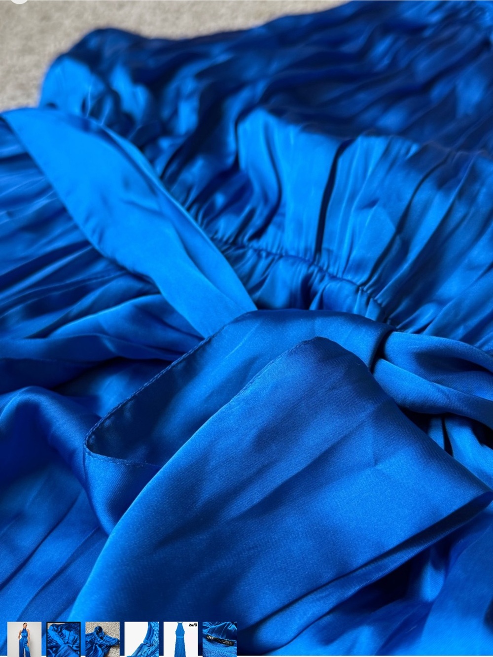 Zara Halter-Neck Wide-Leg Jumpsuit in Cobalt Blue with Waist Tie - Picture 2 of 6